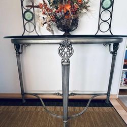 Entryway table , Console table , Hallway table. With thickened glass top.