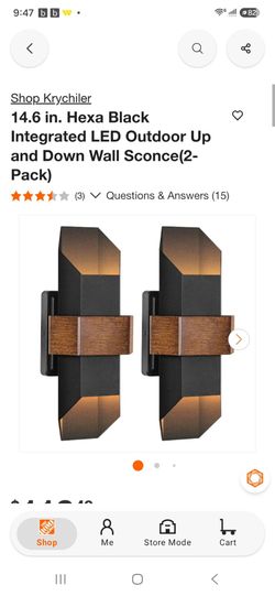 Krychiler Hexa Black LED Outdoor Wall Sconce 2-Pack