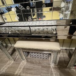 Vanity Chair, Glass Leather Seat For Vanity 