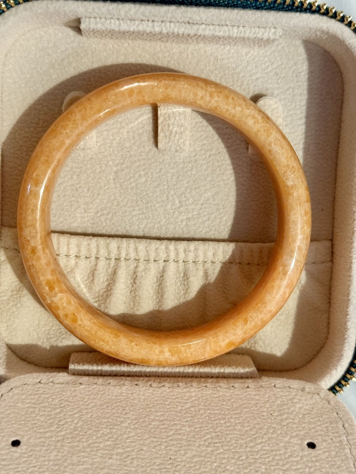 Coral Jade Bangle Bracelet 