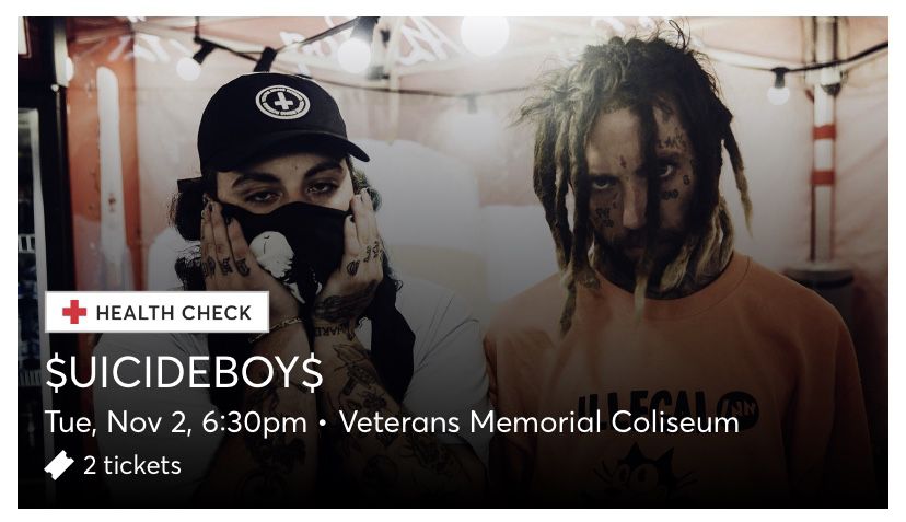 $uicideboy$ Tickets x2, Nov 2nd, Memorial Coliseum 