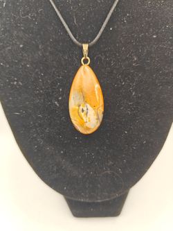 Natural Stone Teardrop Pendant Necklace