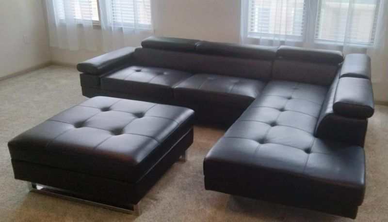 Leather Sectional And Ottoman