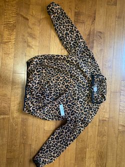 Leopard Print Fleece Zip-Up Jacket