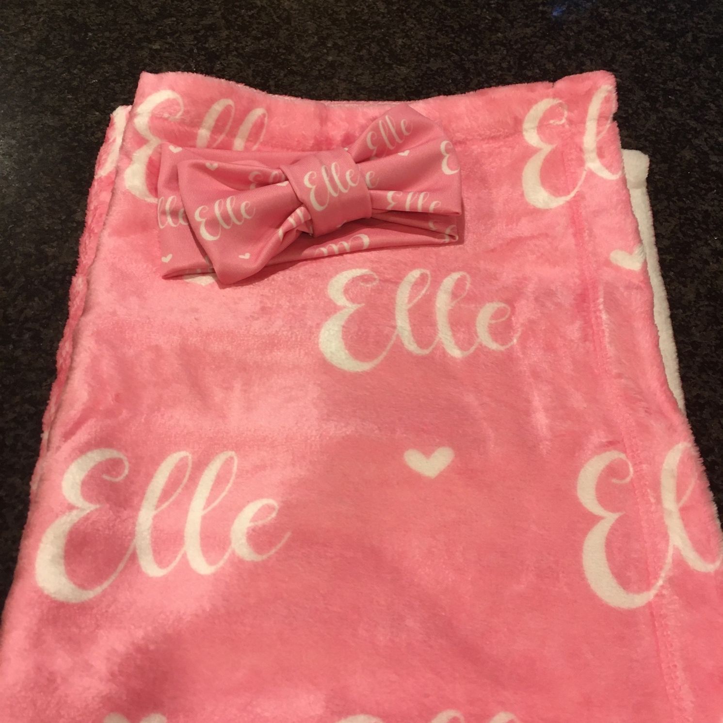 Personalized baby blanket with name Elle