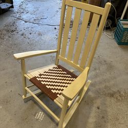 Wood rocking chair with web seat
