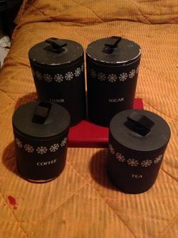 4 Vintage miracle maid snow flake aluminum canisters