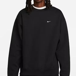 NEW Nike Mens XS Solo Swoosh Fleece Pullover Crewneck - Black (DX1361-010)