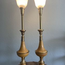 Beautiful Large Vintage 1950’s Stiffel Brass And Enamel Lamp Torchiere 