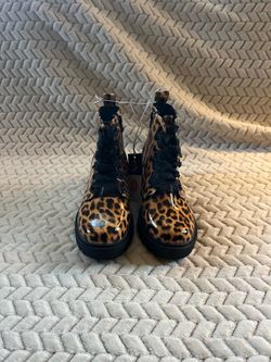 Kids’ Leopard Print Combat Boots — Brand New with Tags!