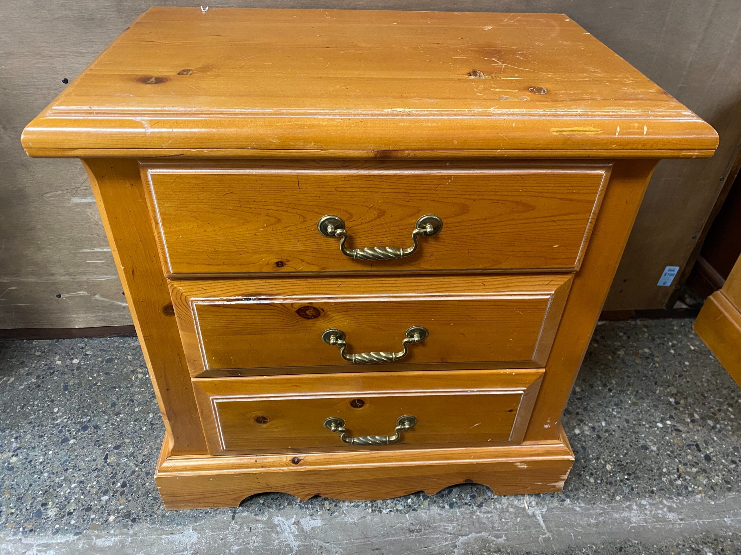 WILD ROSE Wooden 3 Drawer Nightstand