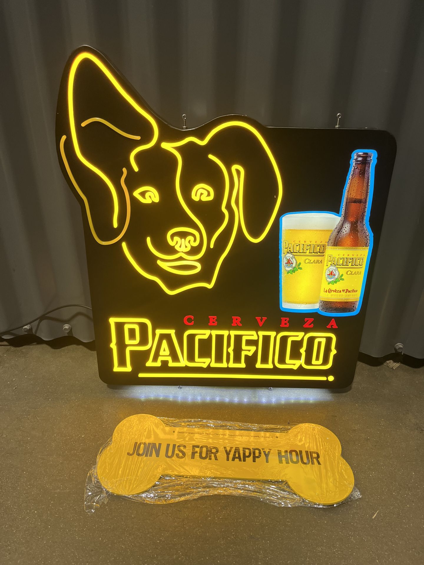Pacifico Clara beer sign dog logo man cave man’s best friend sign