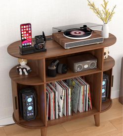 Mid century modern walnut record player stand