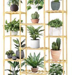 Plant Stand Indoor Outdoor, Yuego 13 Tier Bamboo Plant Stand 56in Tall