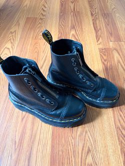 Dr. Martens Black Leather Lace-Up Zip Boots