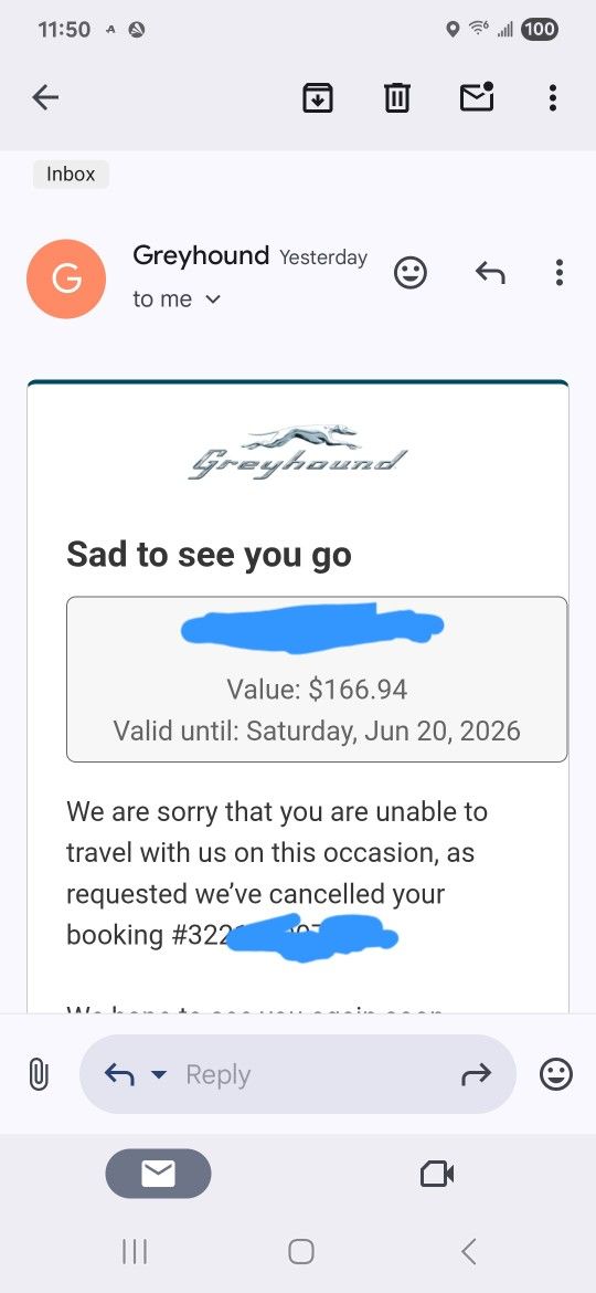 Greyhound Bus Ticket Voucher