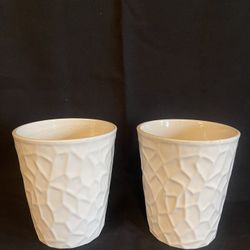 Set Of 2 Glazed Ceramic Pots Planters No Hole