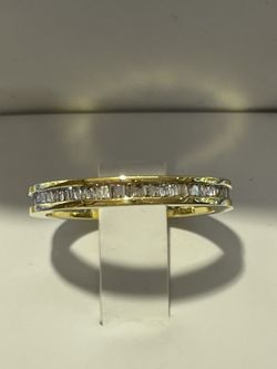 18 K Yellow Gold Baguette Diamond All Around Channel Set Ring Band  .75 TCW , Size 6, Handmade NEW