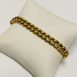Vintage Portuguese 19K Yellow Gold Cuban Curb Link Bracelet
