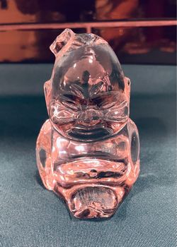 Vintage clear glass Buddha figurine paperweight