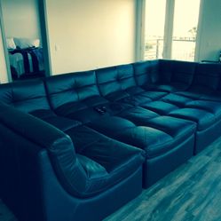 Z Gallerie 8 piece Cloud Convo Leather sectional couch sofa dark gray charcoal
