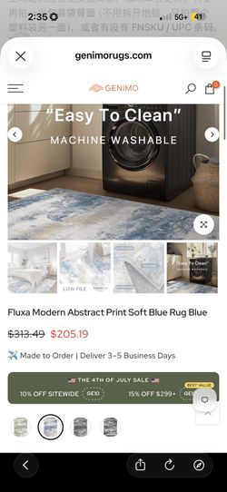 Fluxa Modern Abstract Print Soft Blue Rug Blue