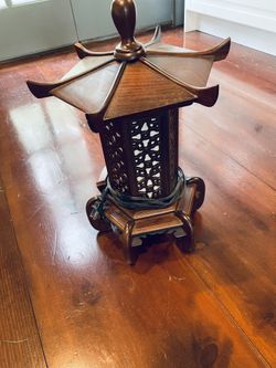 Wooden Pagoda Style Table Lamp