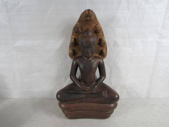 Artisans D'angkor Cambodia Buddha Meditating On Cobra Snake Statue 16"
