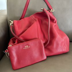 Red Coach Purse and Wallet set