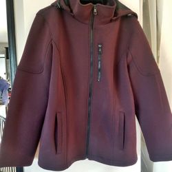 Women's Deep Purple Hooded Zip-up Lined Jacket 