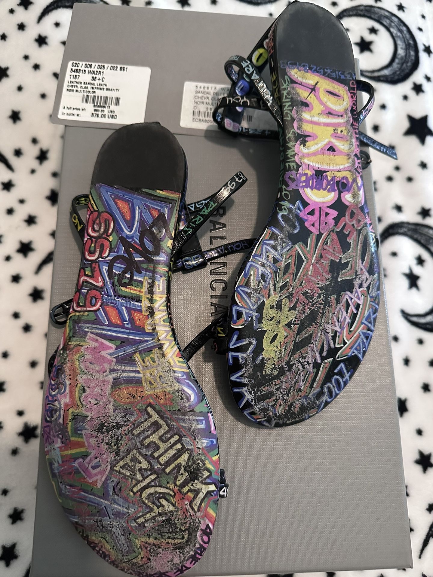 Balenciaga graffiti sandals sale