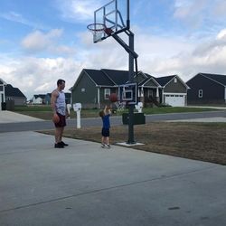 Goaliath 54 inch in ground basketball hoop, adjustable basketball court