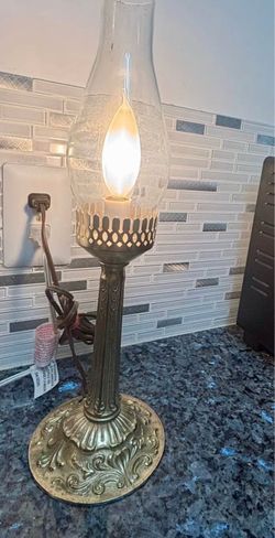 Vintage Brass Electric Hurricane Lamp