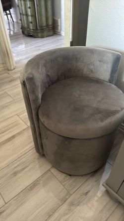 Gray Velvet Barrel Accent Chair
