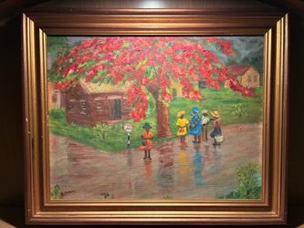 Tropical Neighborhood Oil Painting
