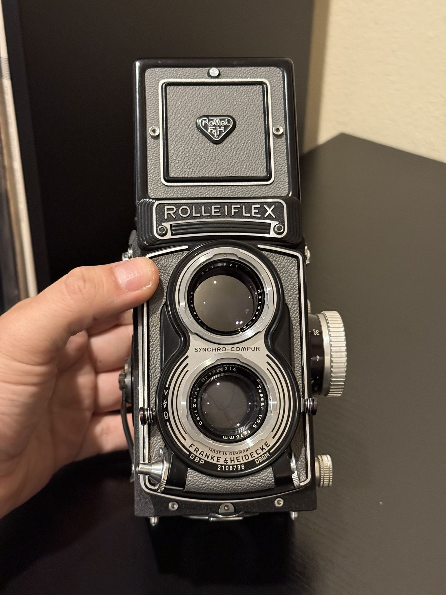 Grey Rolleiflex Model T 120 Medium Format Film Camera