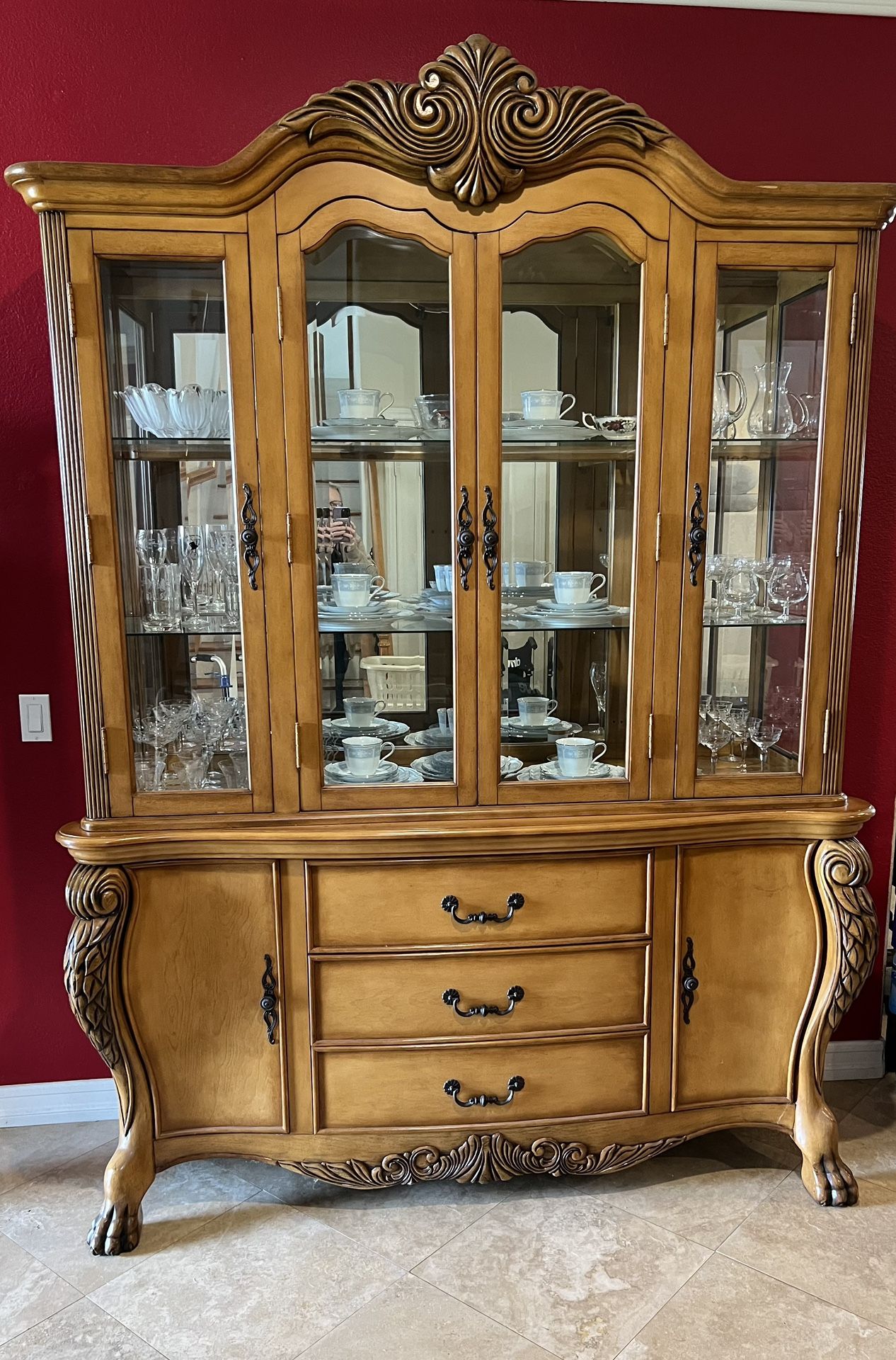 Formal China Cabinet With Griffon Legs