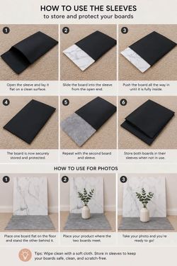 $70 FIRM! Brand New! Never Used. Replica Surfaces Photography Backdrop Set – Marble & Gray + Protective Sleeves