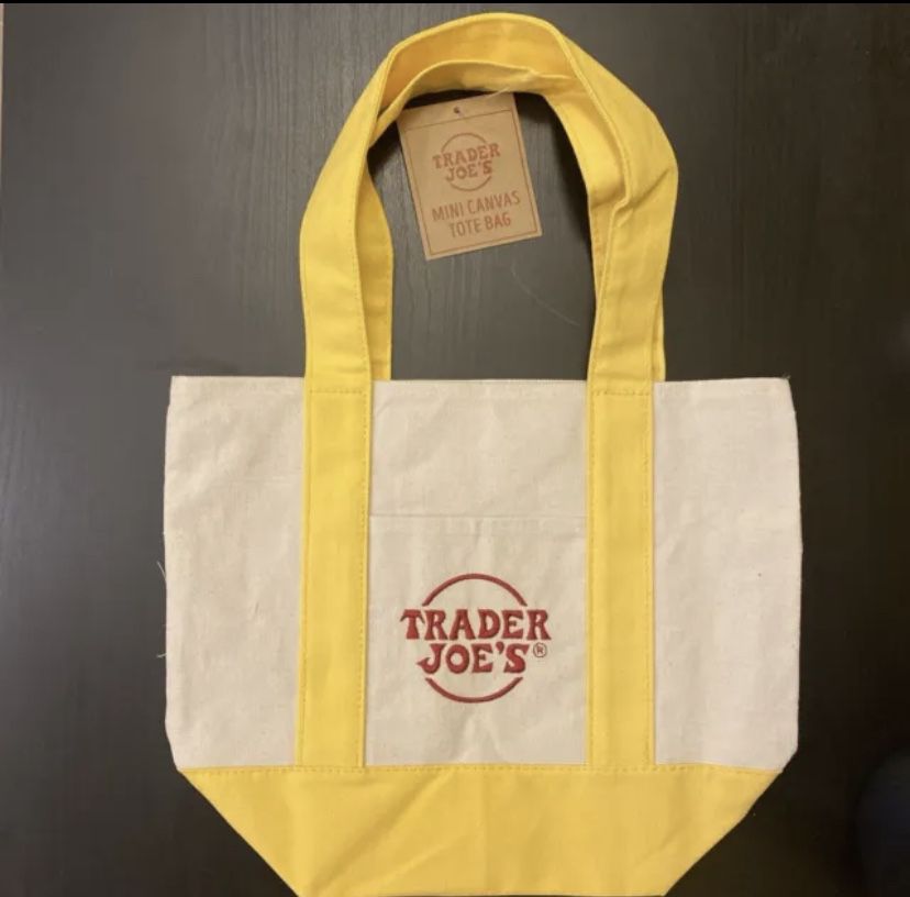 NEW Trader Joe’s Mini Canvas Tote Bag Reusable Limited Edition Yellow