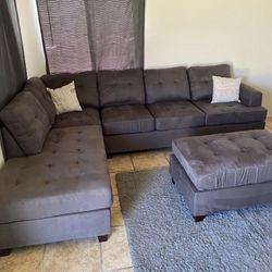 Sectional Sofa Set With Ottoman