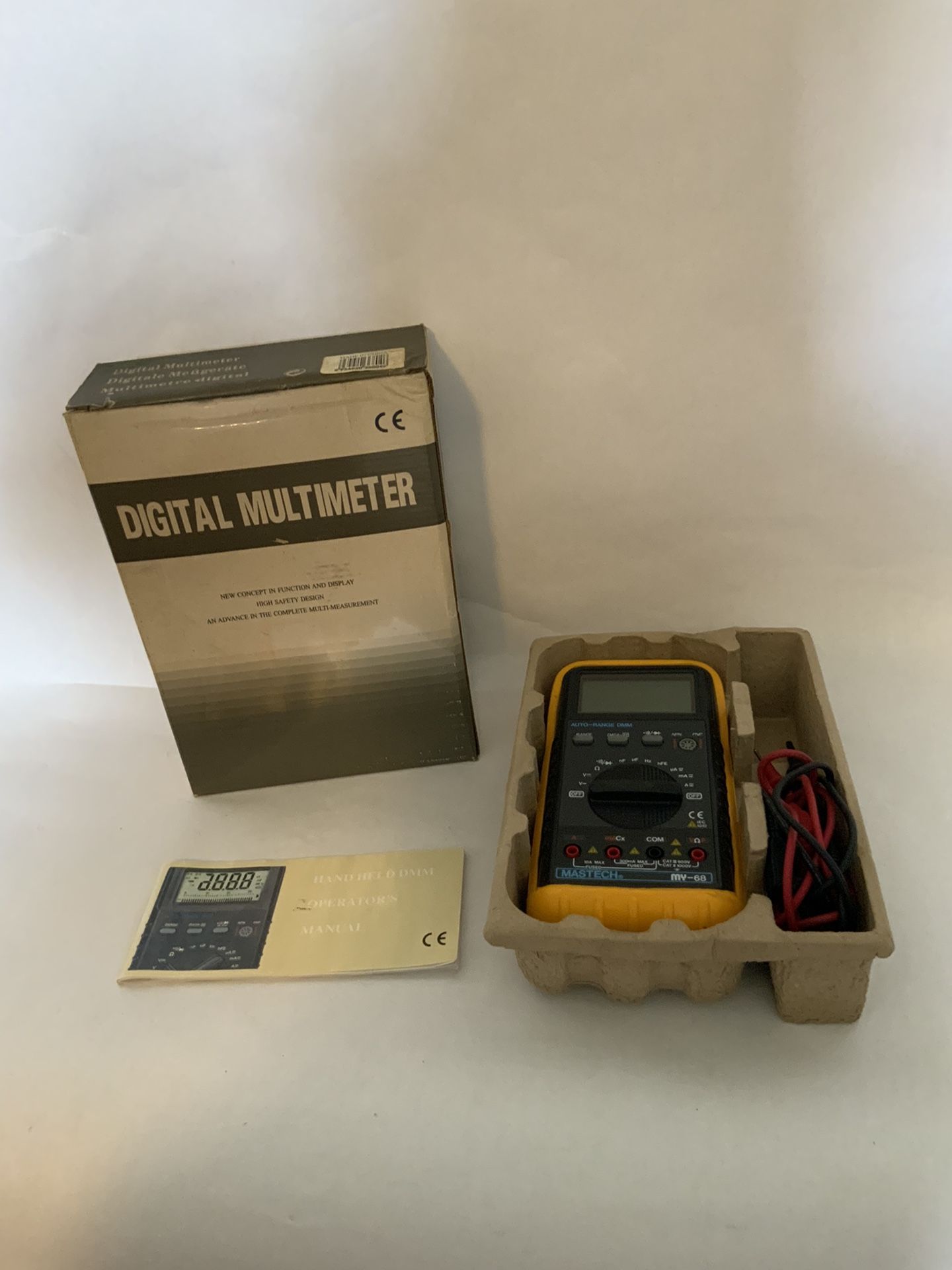 MASTECH Digital Multimeter MY 68 Yellow Cover Box Like New