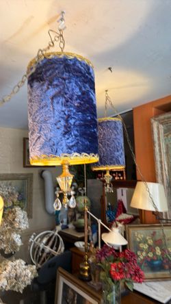 Vintage original velvet blue hanging lights