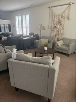 Set of 4 Modern Upholstered Accent Chairs – Light Gray
