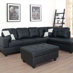 BRAND NEW SECTIONAL SOFA COUCH SET WITH STORAGE OTTOMAN