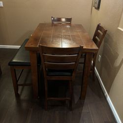 Bar Height Table, Chairs And Bench 