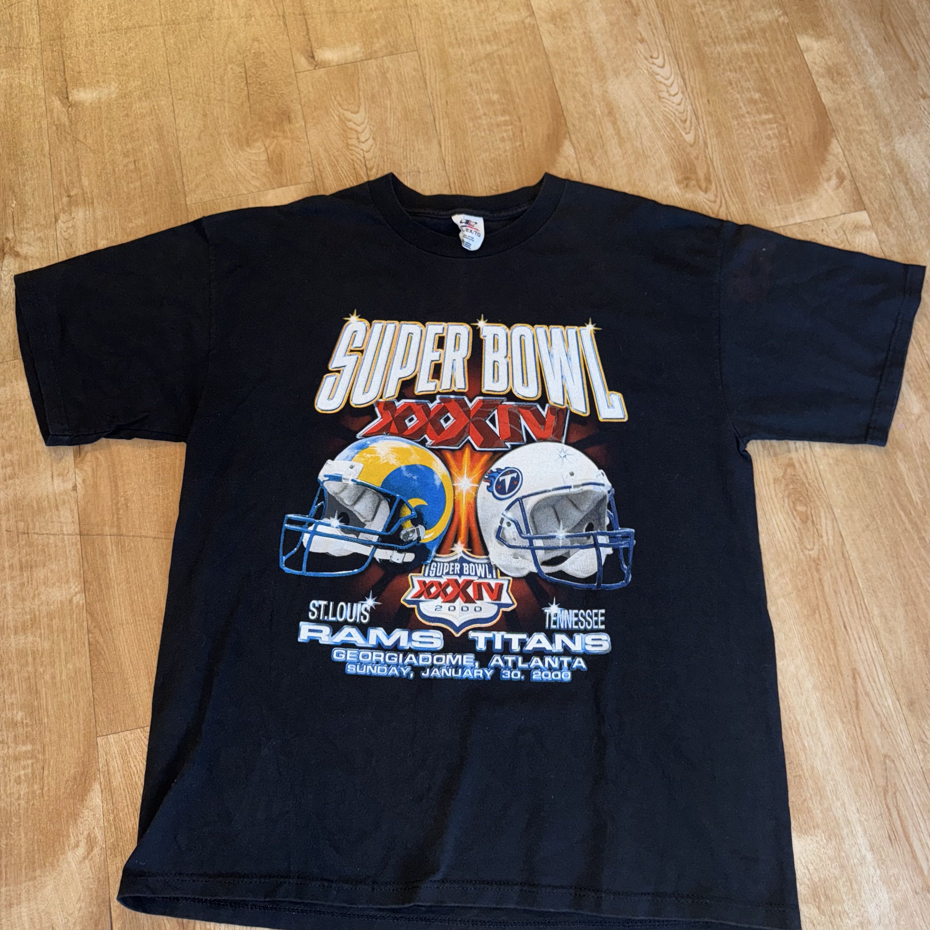 Super Bowl XXXIV Rams vs Titans T-Shirt XL
