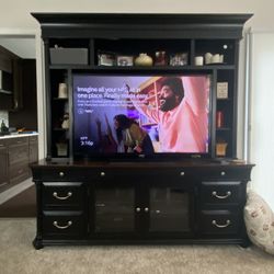 Large black TV Console And Hutch