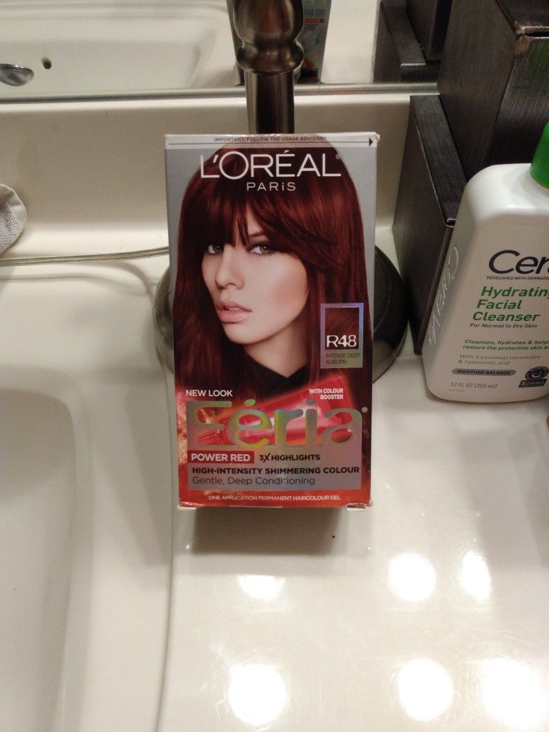 New L'Oreal Paris Feria R48 Intense Deep Auburn Hair Color