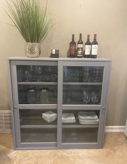 Cabinet with glass doors and lights