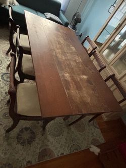 Wood Dining Table with 6 Chairs